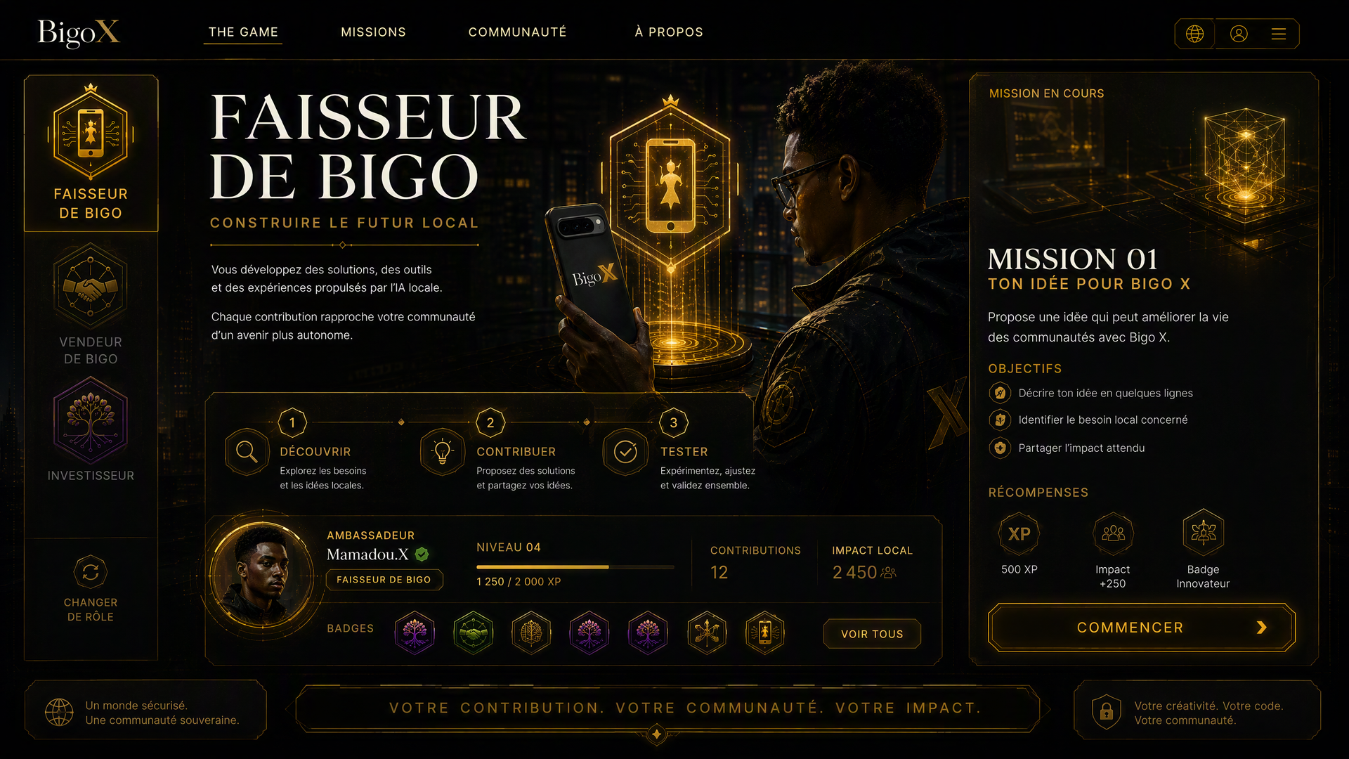 Parcours Faiseur de Bigo — trois étapes de contribution locale